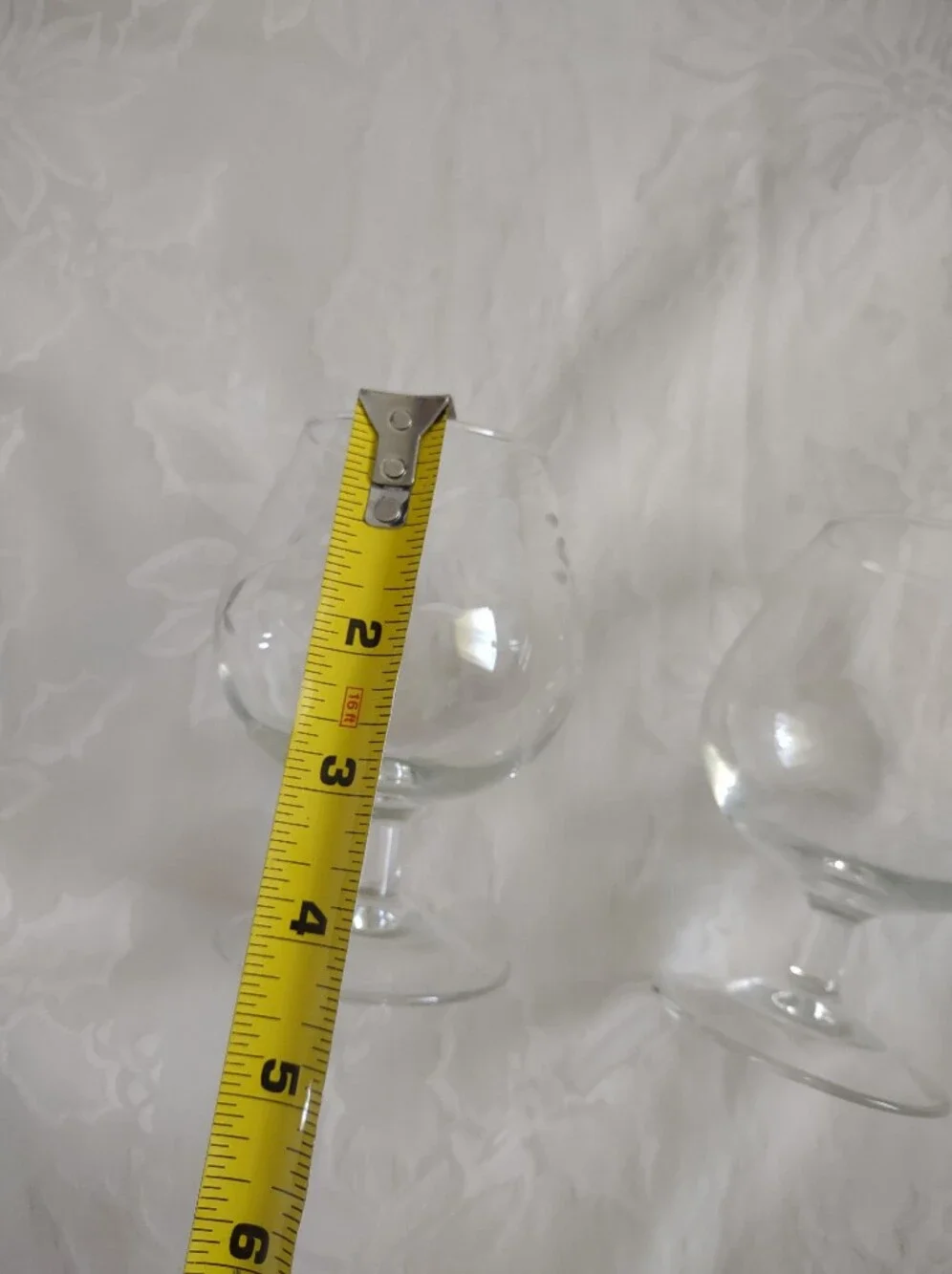 Brandy Stemmed Glasses Etched Flower